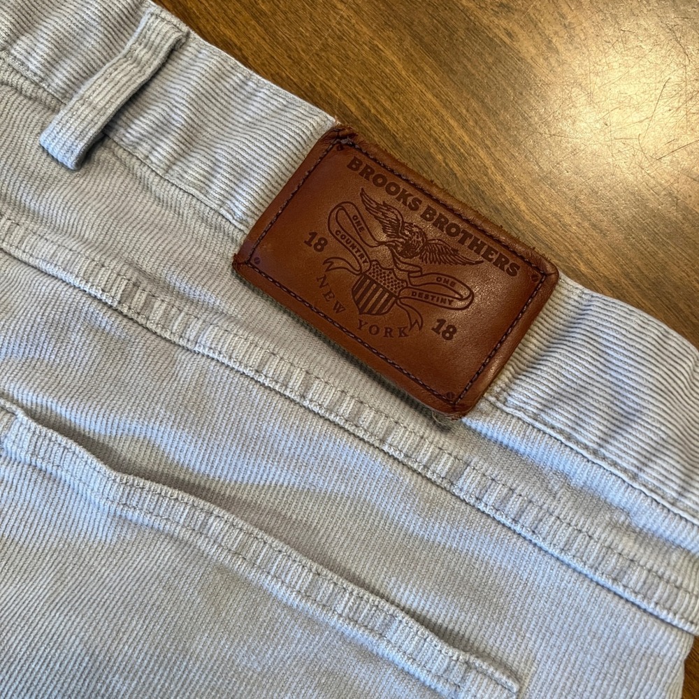 Brooks Brothers Mens Slim Fit Corduroy Pants Light Grey 42x32 Stretch 5-Pockdet